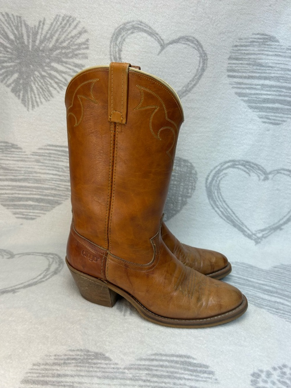 Dingo 1969 Vintage Acme Cowboy Boots 8.5 D USA Made 70s 80s Blonde Leather 5907
